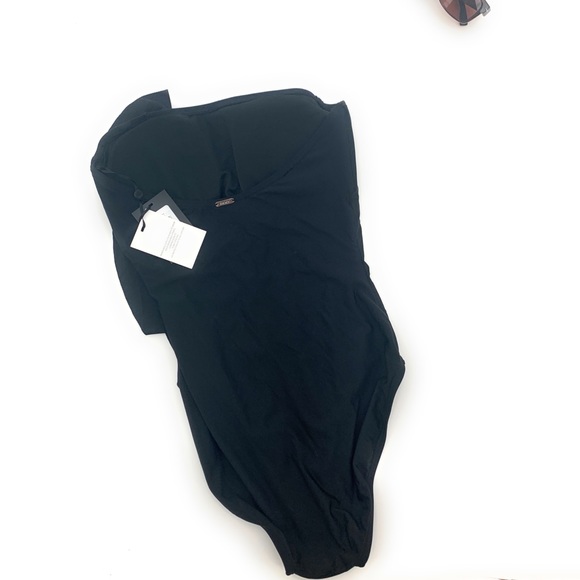 DKNY Bandeau Ruffle Front One-Piece Swimsuit 10 - Picture 3 of 7